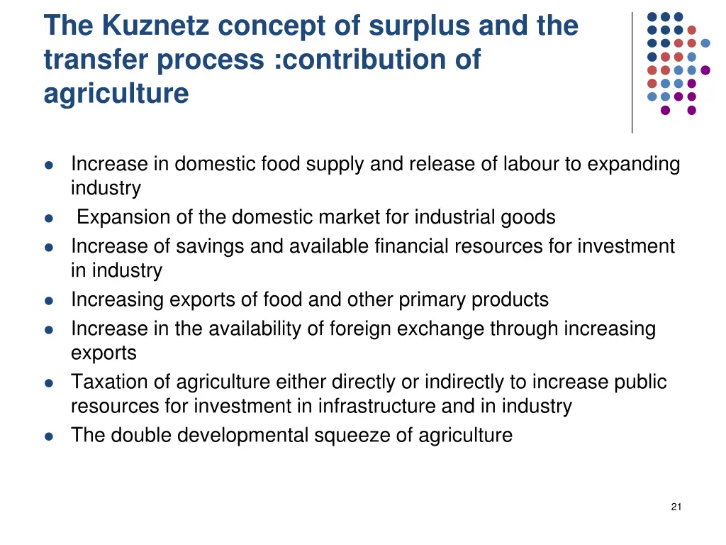 the kuznetz concept of surplus and the transfer