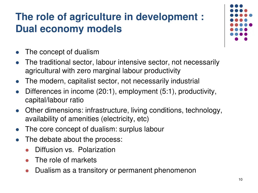 the role of agriculture in development dual
