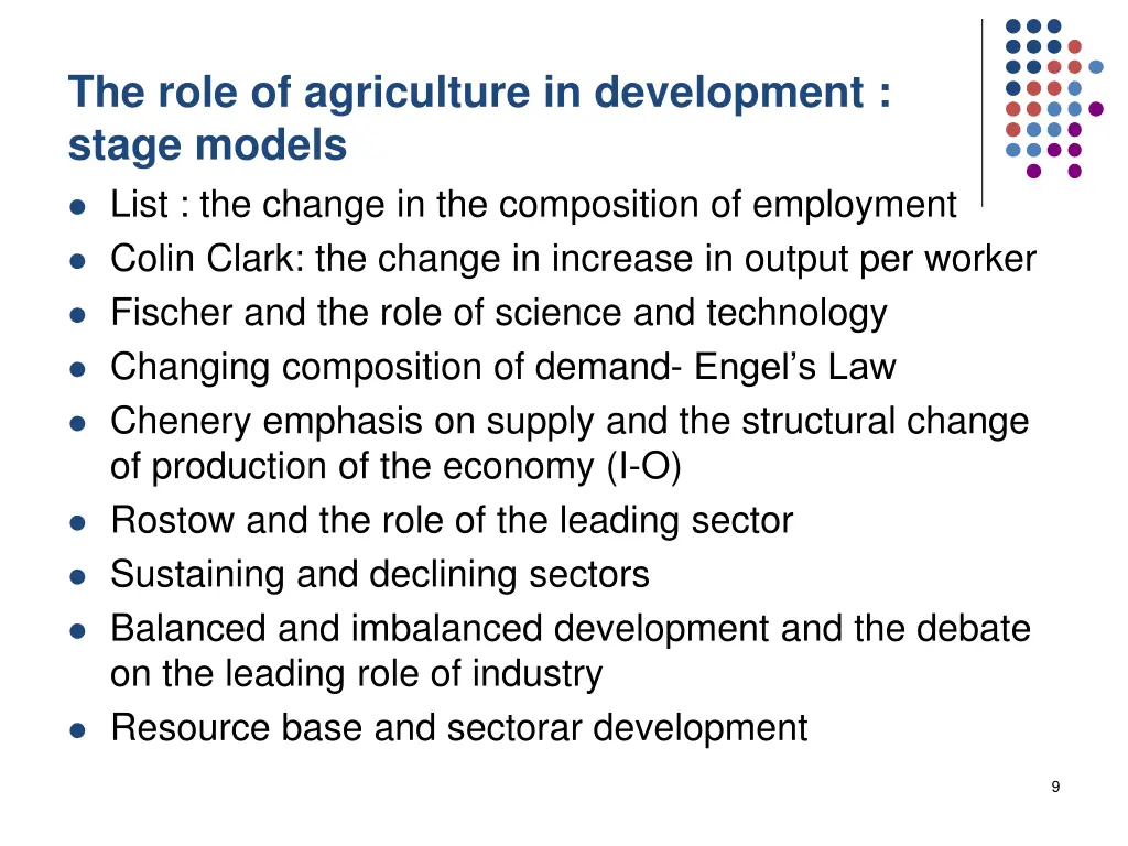 the role of agriculture in development stage
