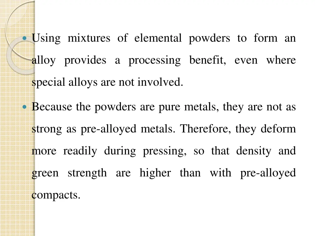 using mixtures of elemental powders to form an