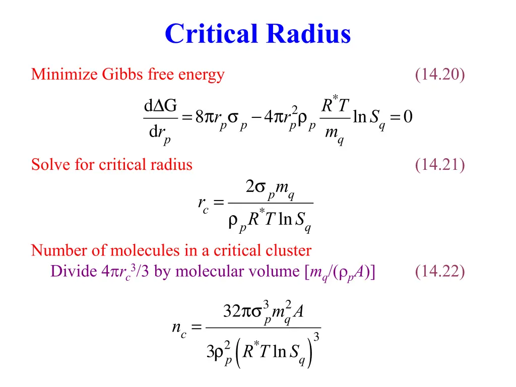 critical radius