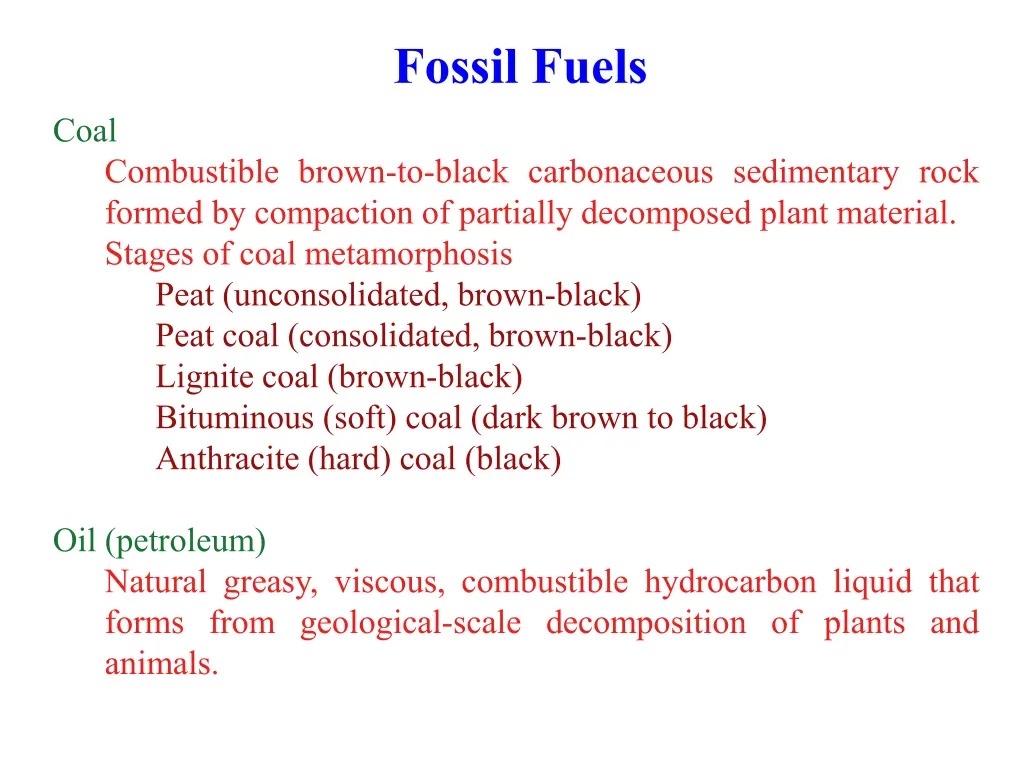 fossil fuels