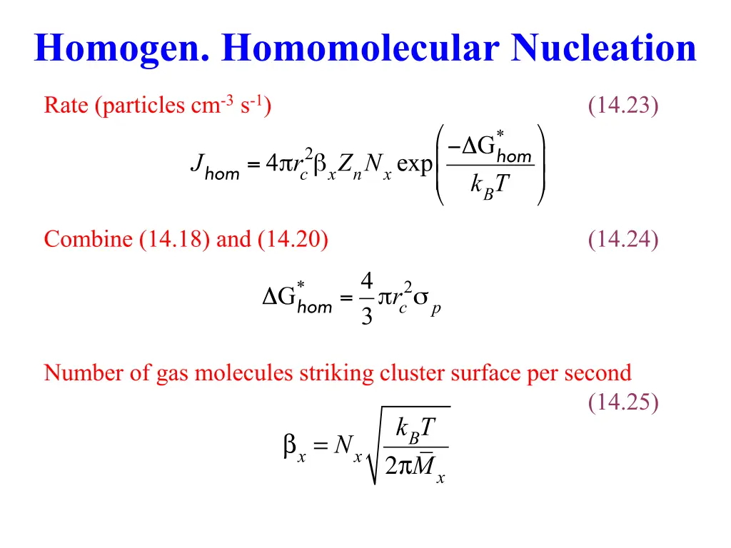 homogen homomolecular nucleation