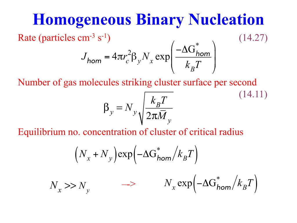homogeneous binary nucleation rate particles