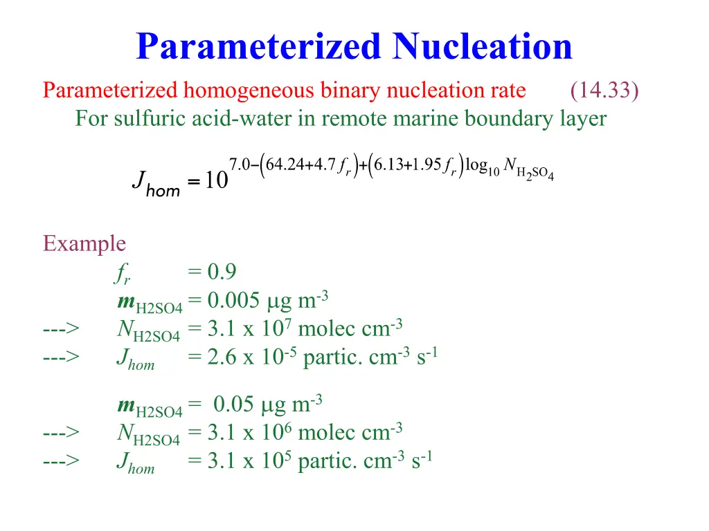 parameterized nucleation parameterized