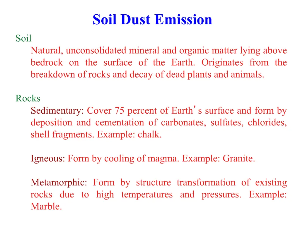 soil dust emission