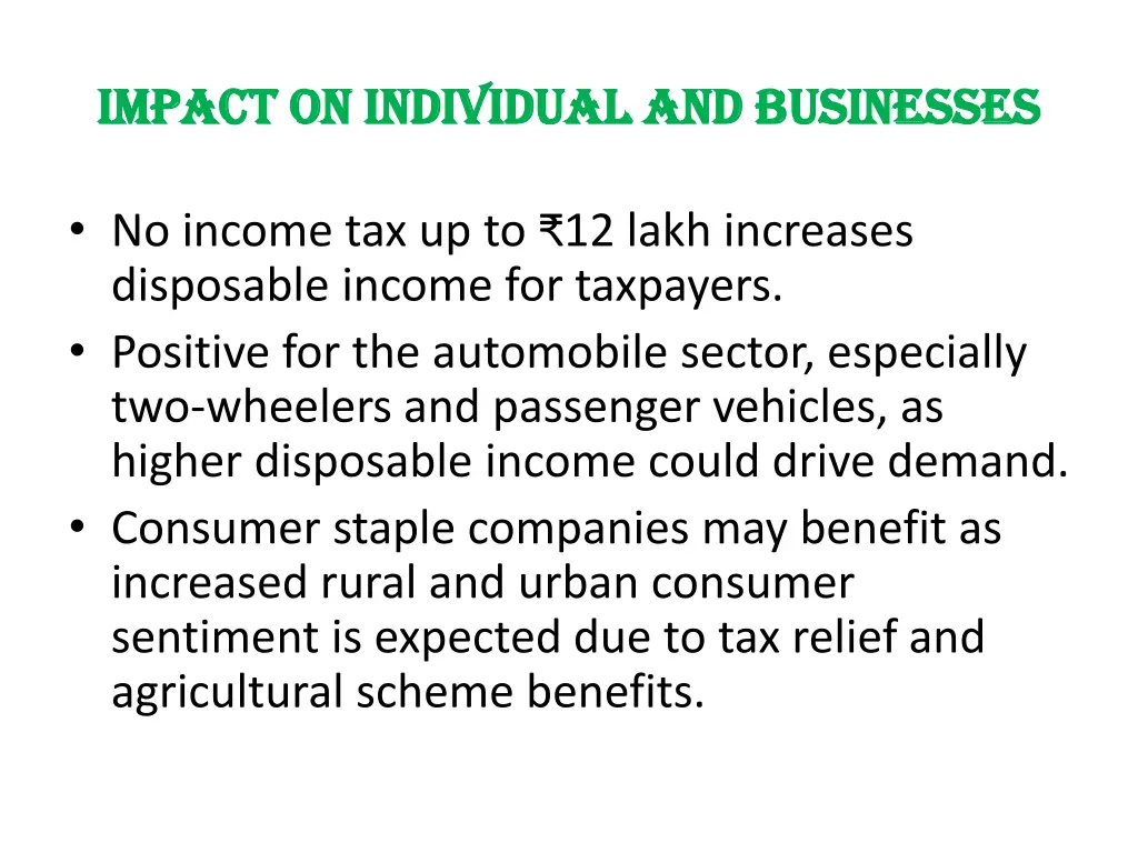 impact on individual and businesses impact