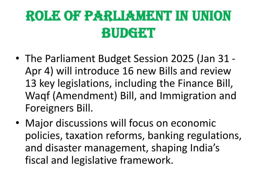 role of parliament in role of parliament