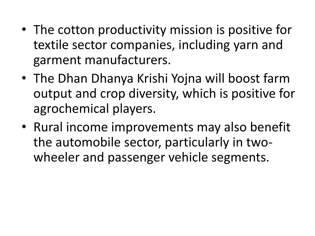 the cotton productivity mission is positive