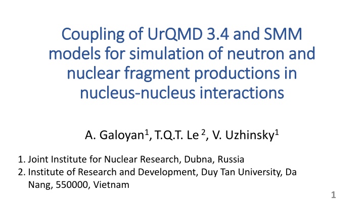 coupling of urqmd 3 4 and smm coupling of urqmd