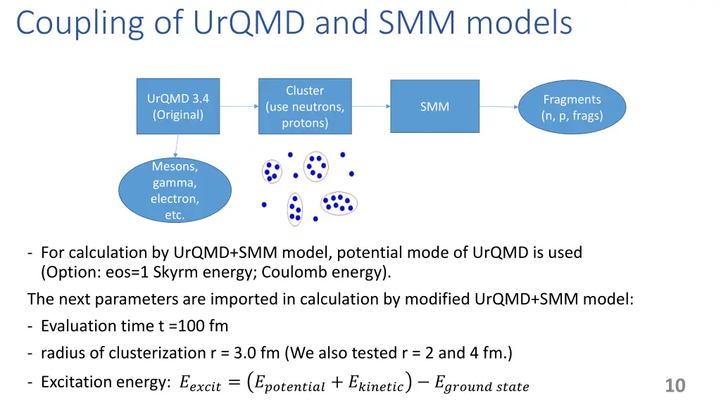 coupling of urqmd and smm models