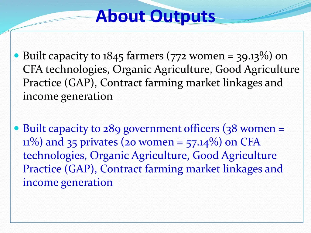 about outputs