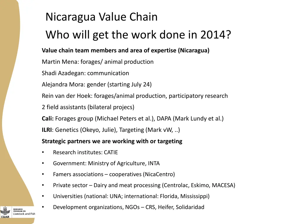 nicaragua value chain who will get the work done
