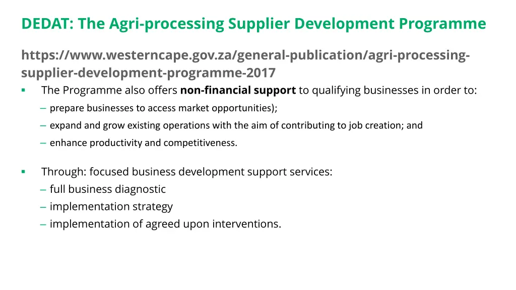 dedat the agri processing supplier development 1