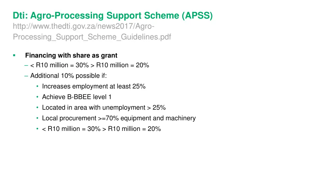 dti agro processing support scheme apss http 1