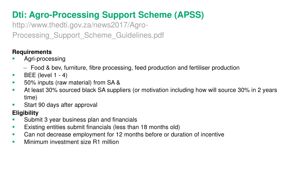 dti agro processing support scheme apss http 2