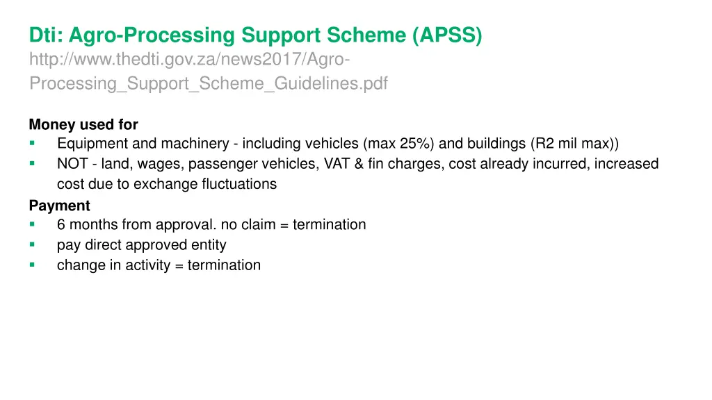 dti agro processing support scheme apss http 3