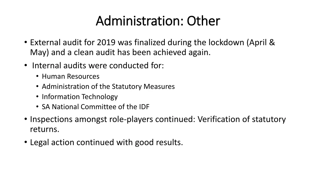 administration other administration other
