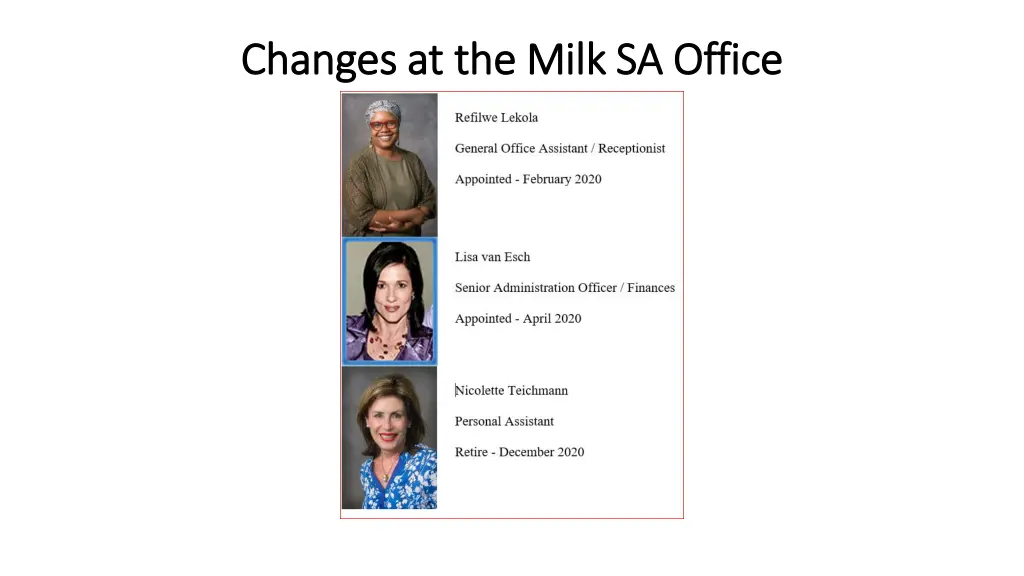 changes at the milk sa office changes at the milk