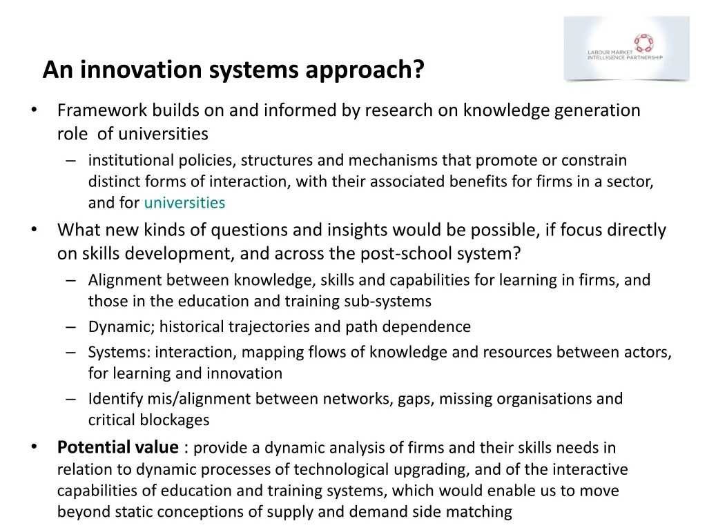 an innovation systems approach
