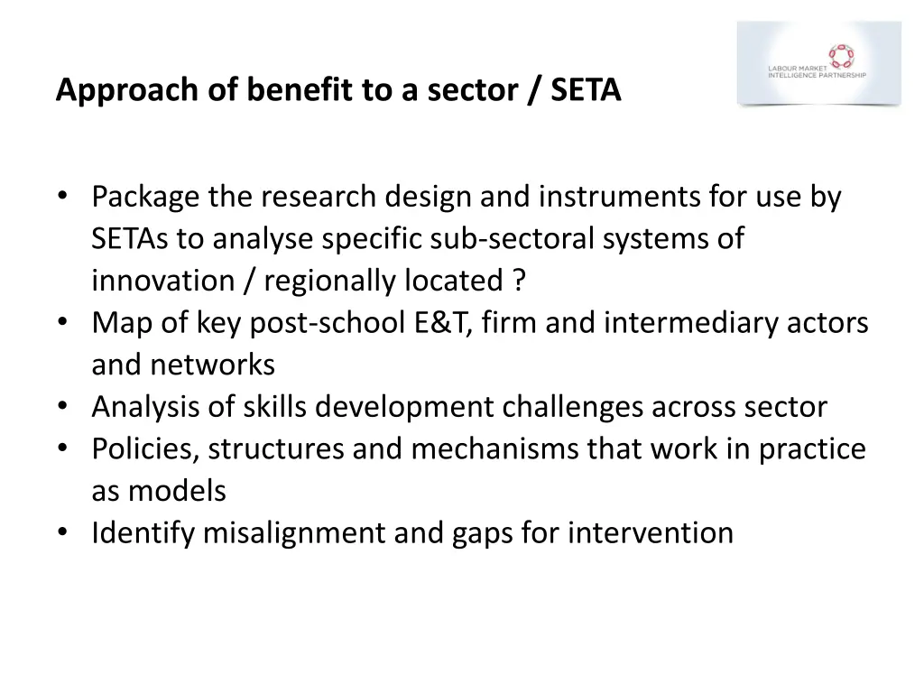 approach of benefit to a sector seta