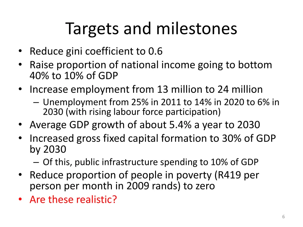 targets and milestones reduce gini coefficient