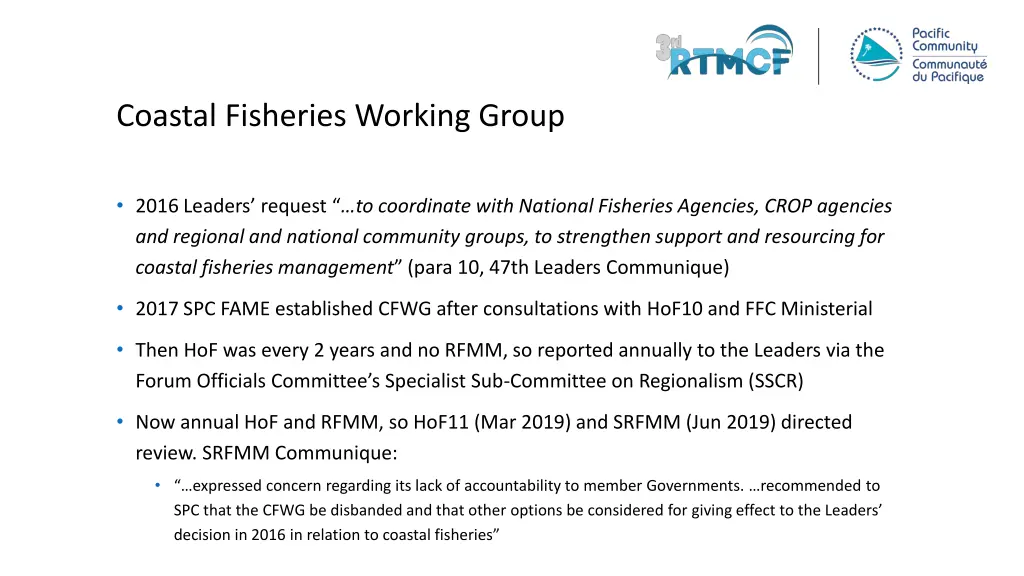 coastal fisheries working group