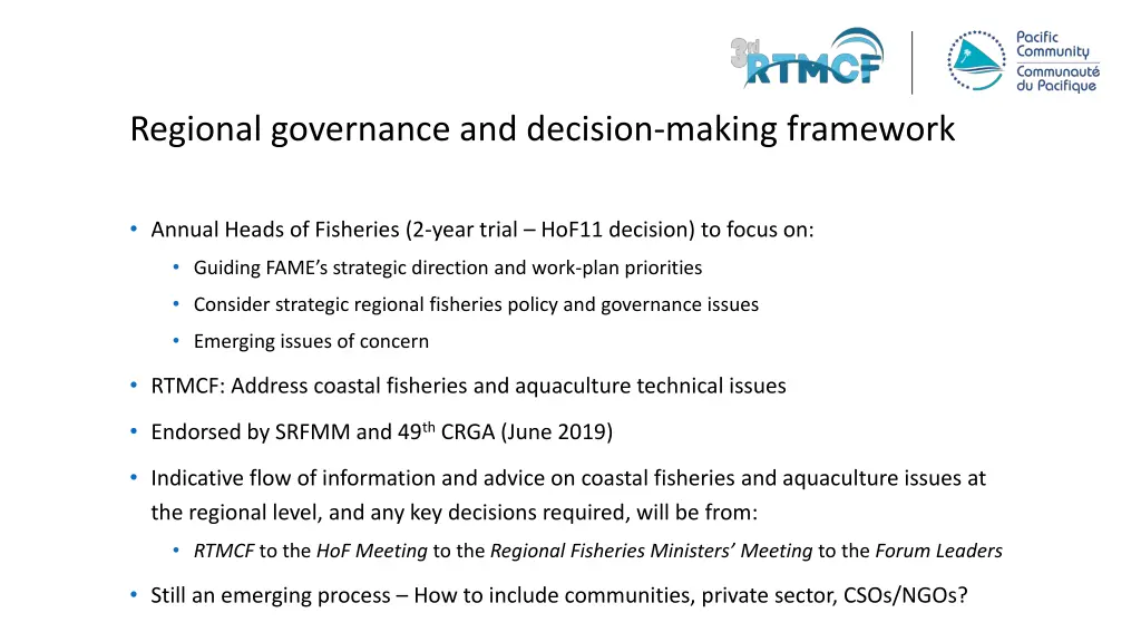 regional governance and decision making framework