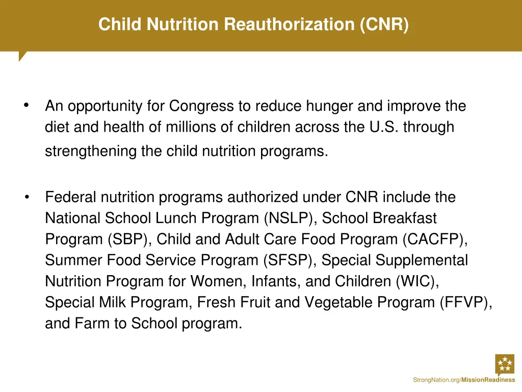 child nutrition reauthorization cnr