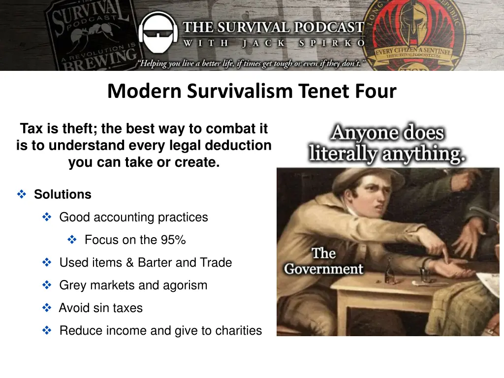 modern survivalism tenet four