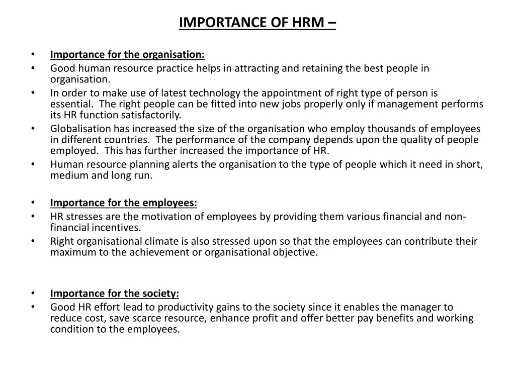importance of hrm