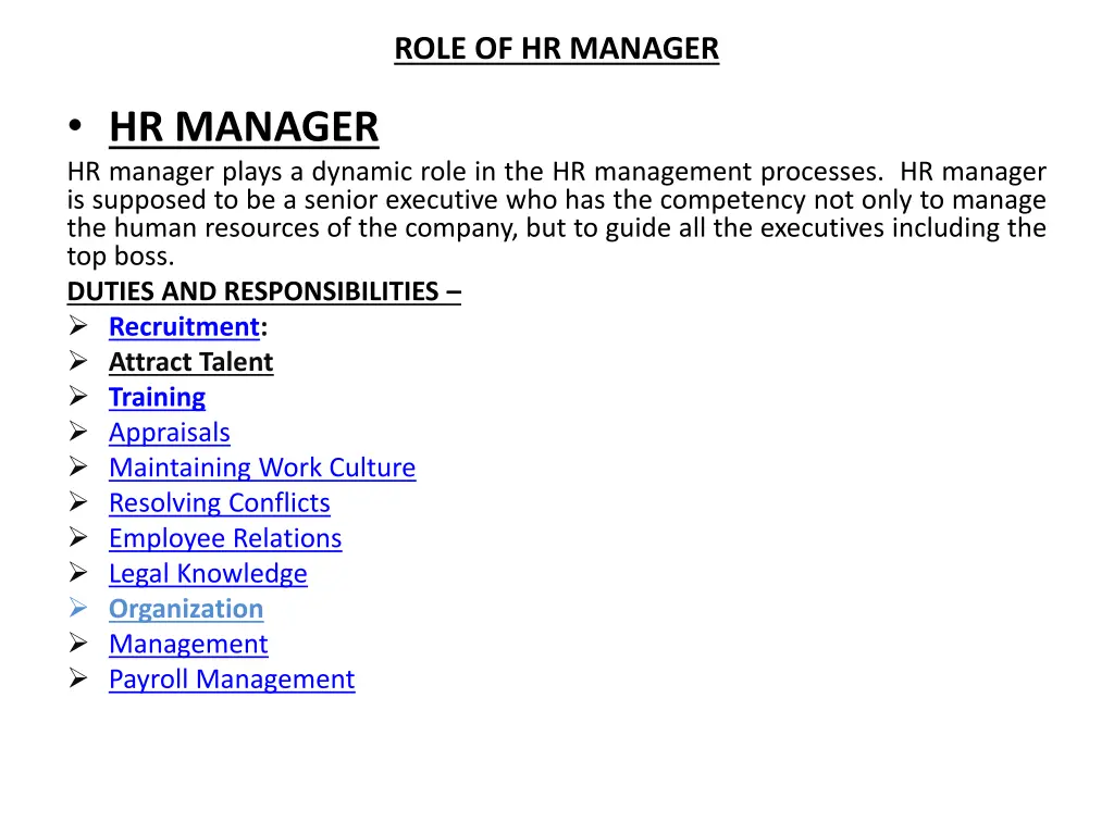 role of hr manager