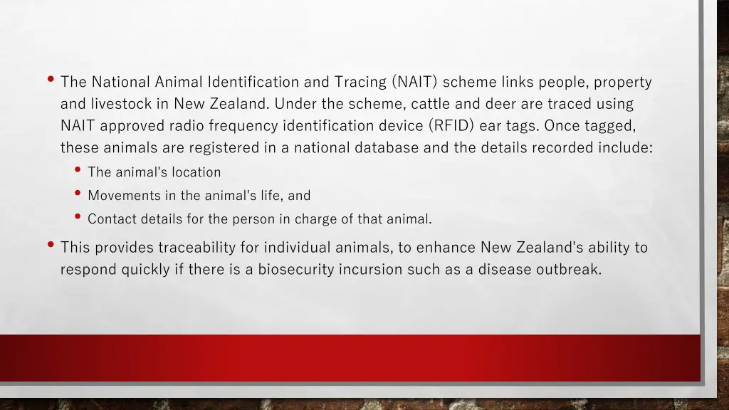 the national animal identification and tracing