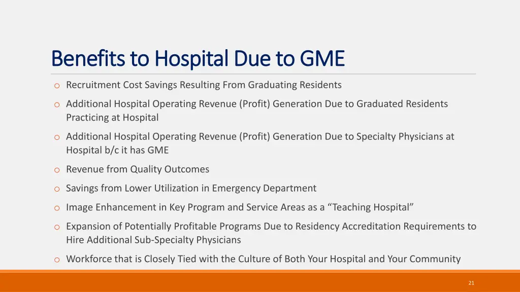 benefits benefits to hospital due to to hospital