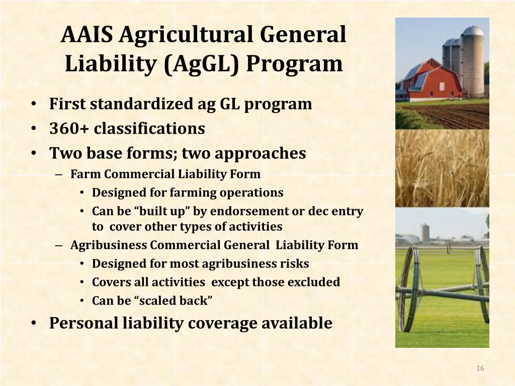 aais agricultural general liability aggl program