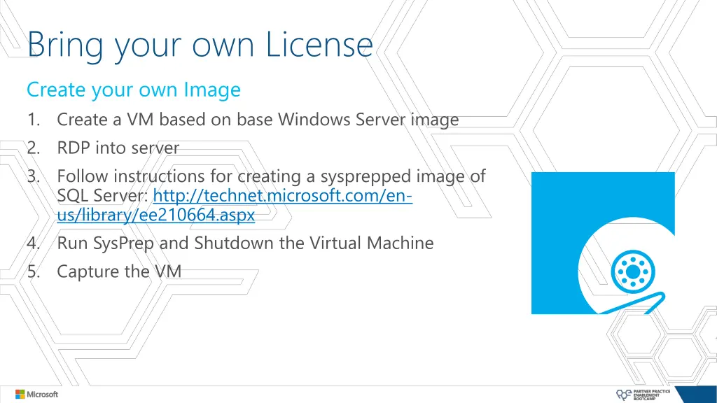 bring your own license create your own image