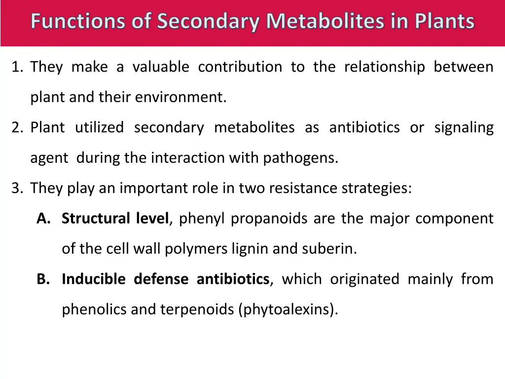 functions of secondary metabolites in plants