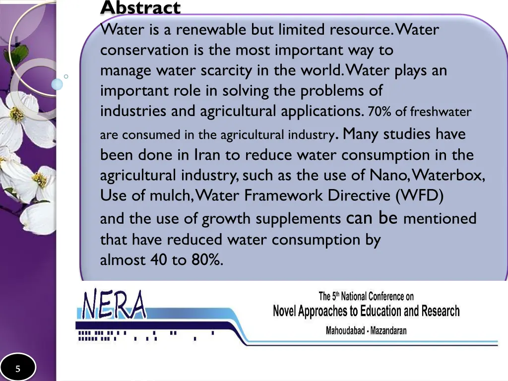 abstract water is a renewable but limited