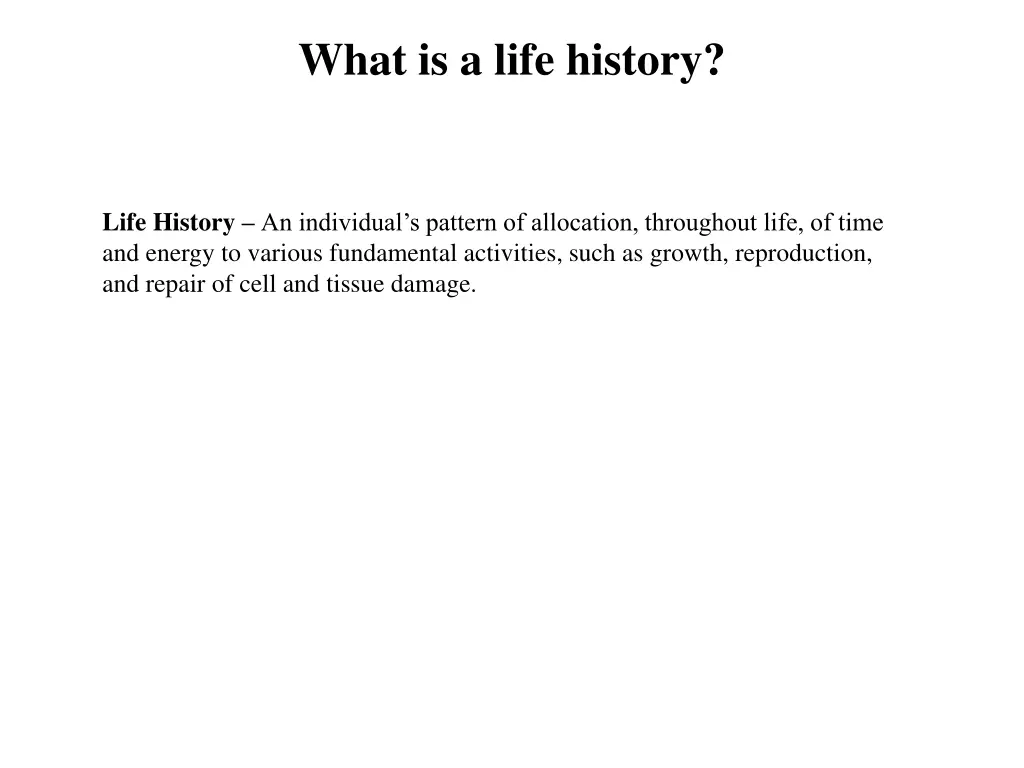 what is a life history