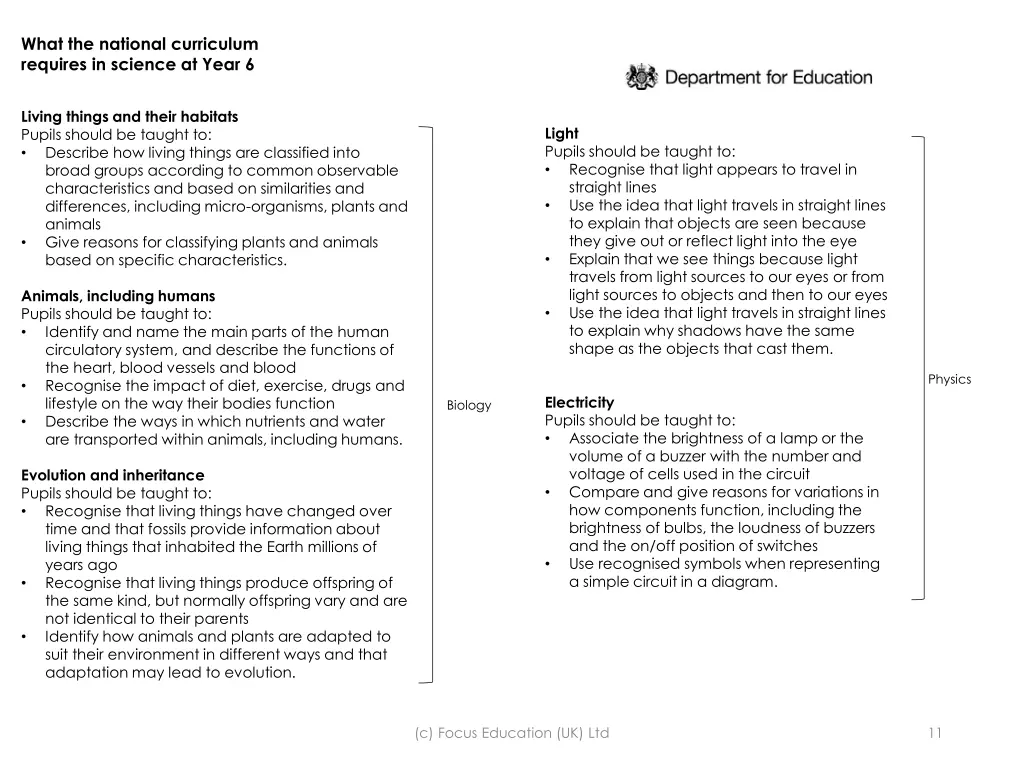 what the national curriculum requires in science 8