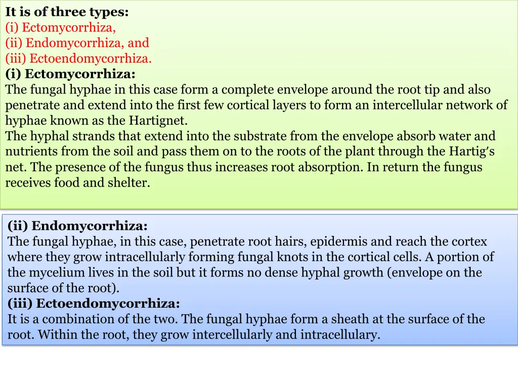 it is of three types i ectomycorrhiza