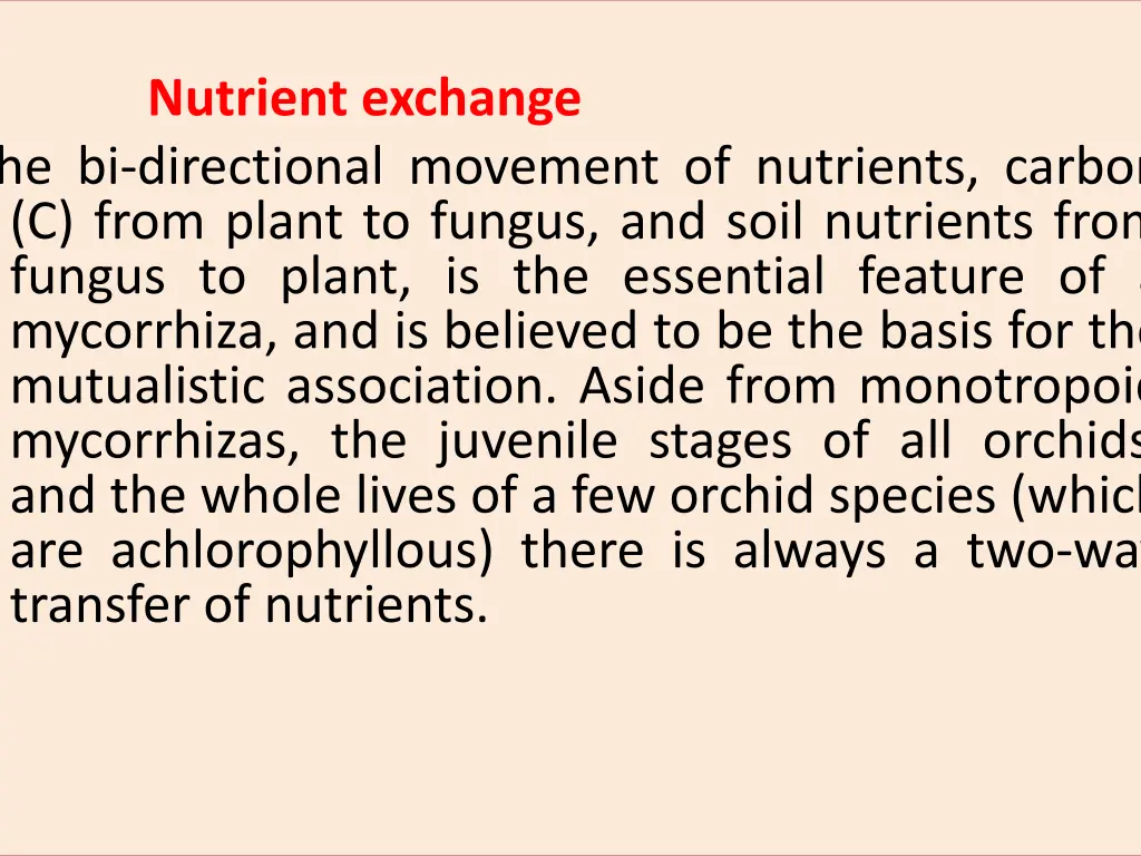 nutrient exchange the bi directional movement