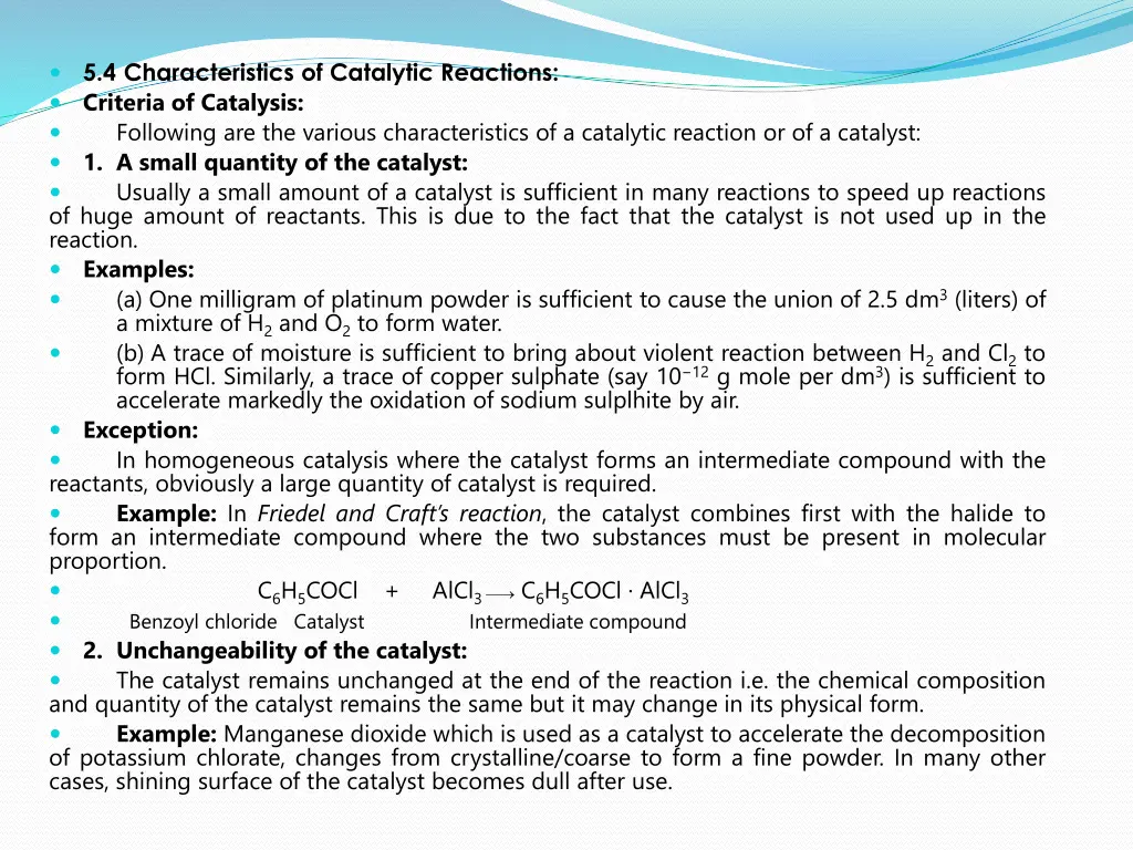 5 4 characteristics of catalytic reactions