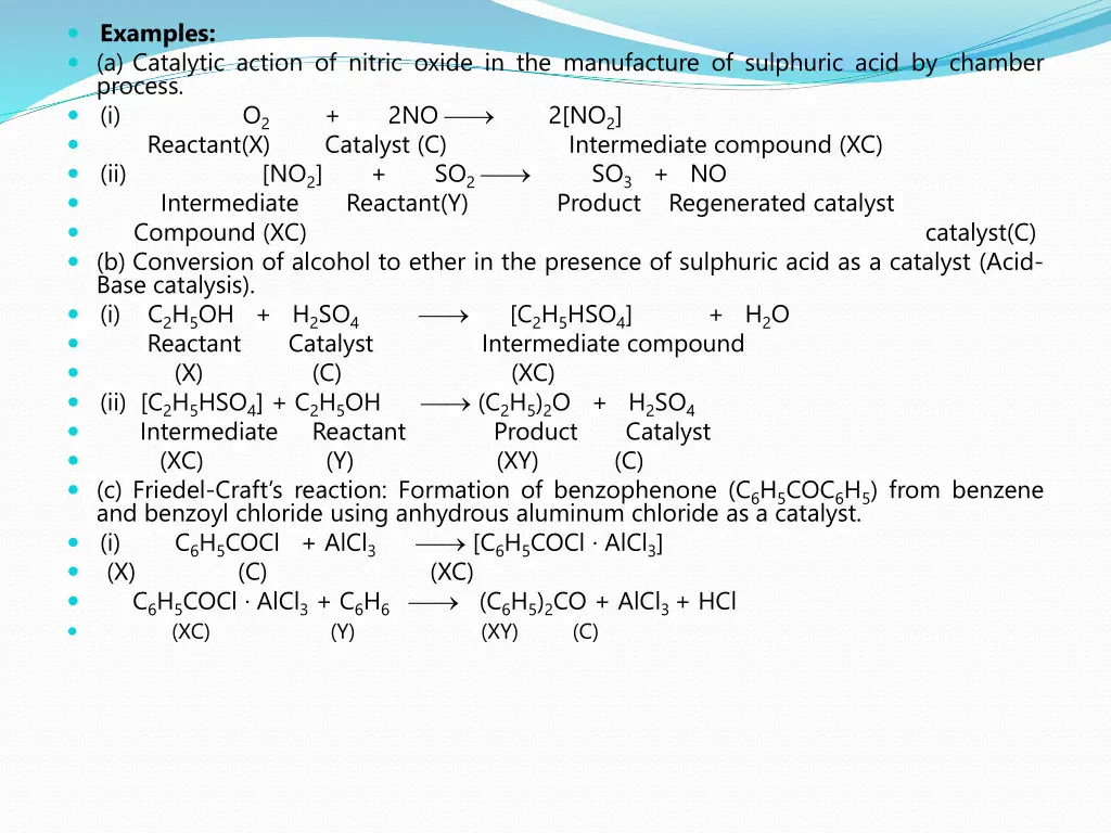 examples a catalytic action of nitric oxide