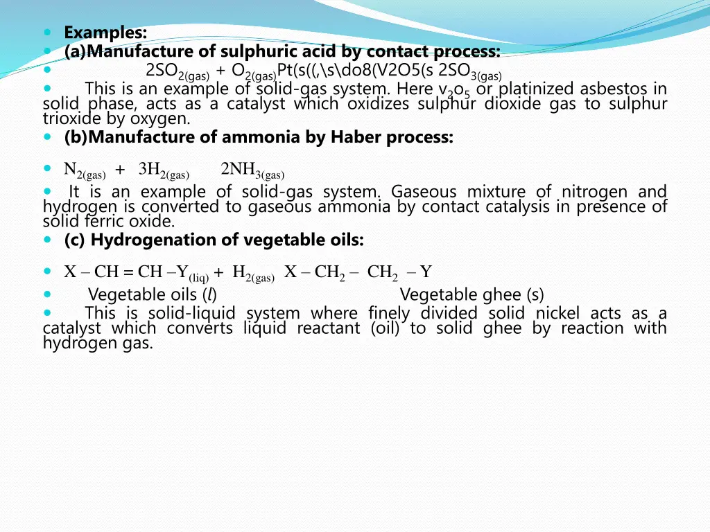 examples a manufacture of sulphuric acid