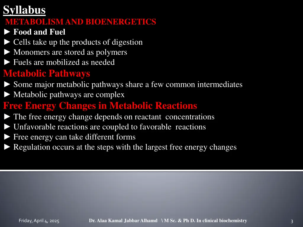 syllabus metabolism and bioenergetics food