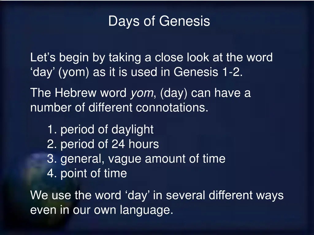 days of genesis 12