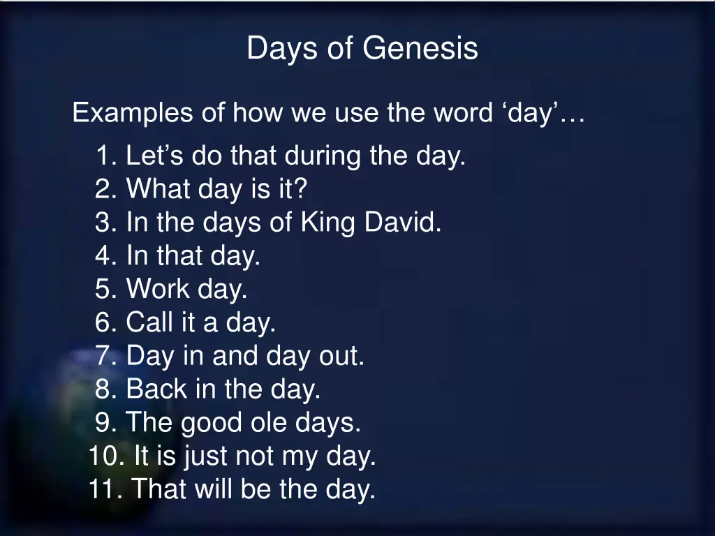 days of genesis 13