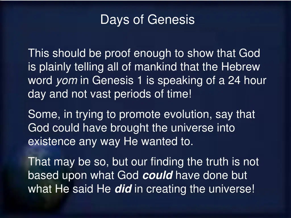 days of genesis 21