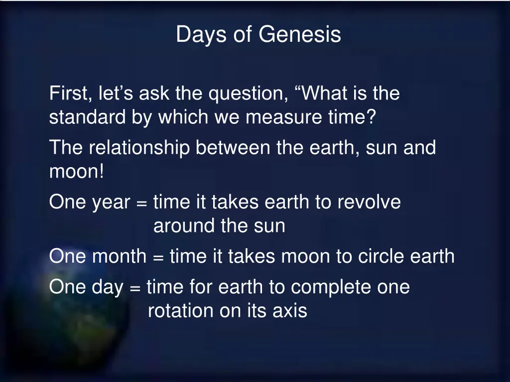 days of genesis 23